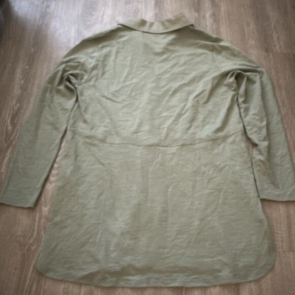 Soft Surroundings Spring Thaw Button Down Embroidered Tunic Shirt, Soft Olive M - Picture 10 of 10
